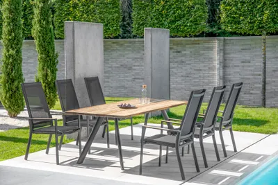 Produktbild von Niehoff Noah Tisch Stativprofil Aluminium/Teak Massivholz