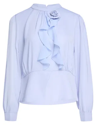 Produktbild von Blaue Damen Bluse Größe S mit Stehkragen, reguläre Passform, Festive-Kollektion