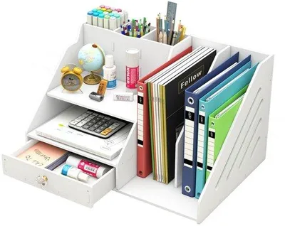Produktbild von Büro-Organizer mit 3 Mappenhaltern - 2 Dokumenthaltern - für A4-Dokumente - Büroartikel - eleganter Design - Büroartikel