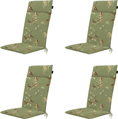 Produktbild von Madison – Hochlehnen-Gartenstuhlkissen Aria – Grün – 120 x 50 x 4 cm – 4er-Set