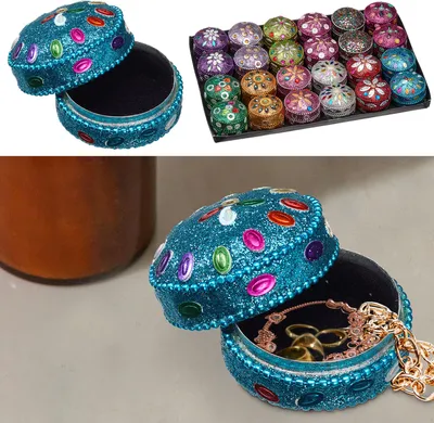 Produktbild von Schmuckdose Orient 24er Set Ø4,5cm Schmuckkästchen Dose Box Glitzer Schatulle bunt