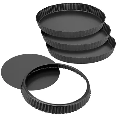 4er-Set antihaftbeschichtete Quicheform 25,5 cm mit herausnehmbarem Boden