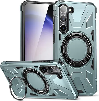 Produktbild von Hülle für Samsung Galaxy S23+ / S23 Plus Kompatibel mit MagSafe, Dual Layer Robuste Schutzhülle, Magnetischer Ringständer Grün