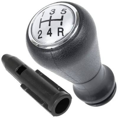 Immagine prodotto di Pomello del cambio argento, 5 marce, con adattatore per Peugeot 206, 207, 306, 307, 406, 407