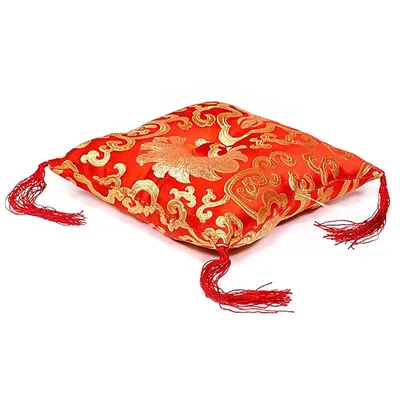 Produktbild von Kissen für Klangschale rot mit Blumenmotiv -- 14x14x4 cm