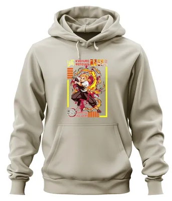 Obrázek produktu pro Uni mikina s kapucí Kyojuro Rengoku Demon Slayer Kimetsu no Yaiba Flame Hashira, přírodní, XXL