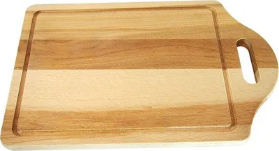 Produktbild von Holzschneidebrett mit Griff, 30,5 x 20 cm – Schneidebrett aus Buchenholz mit Saftrille – Schneidebrett für Vorspeisen, zum Schneiden und Servieren