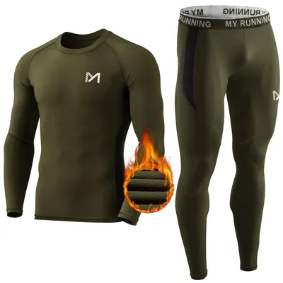 Produktbild von Herren Thermounterwäsche Set Innenfleece Funktionsunterwäsche Winter Skiunterwäsche Warm Unterwäsche Set Atmungsaktiv Langarmshirt Lange