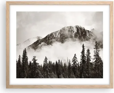 Produktbild von Gerahmtes Poster - Rahmen in heller Eiche - Nebel Berg Wald - 50x40 cm - Wand Bild - Wanddeko - Wandbilder - Kunstposter - Wandposter - Bilderrahmen - Bilder - Kunstdruck - P2NAA50x40-4936