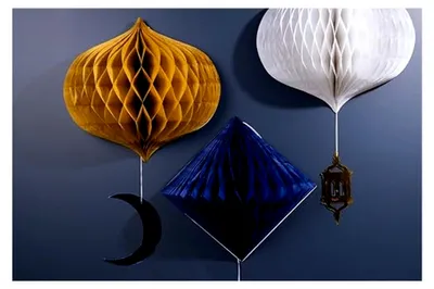 Produktbild von Eid Mubarak Ramadan Dekoration - Wabenfächerset - Eid Mubarak - 3 Stück Eid Deko Stern Mond Zubehör Ramadan