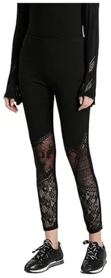 Obrázok produktu pre Dámske legíny Desigual Varsovia v čiernej farbe s čipkou, veľkosť M