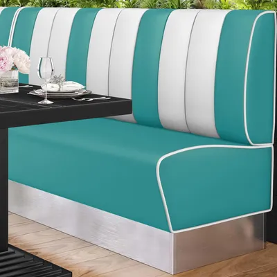 Produktbild von AMERICAN 3 | Dinerbank | B:H 200 x 103 cm | Gestreift | Türkis | Leder | American Diner Möbel, American Dinerbank