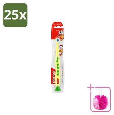 Immagine prodotto di 25 spazzolini da denti per bambini Elmex, adatti a bambini da 0 a 3 anni, con setole delicate - confezione risparmio - 25 pezzi