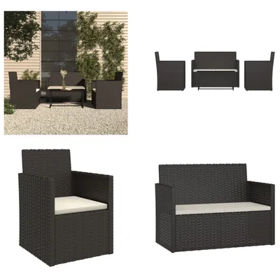 Obrázek produktu pro vidaXL 4 ks zahradní lounge set s polštáři polyratan černý - zahradní lounge set - zahradní lounge sety - venkovní lounge set - terasový lounge set
