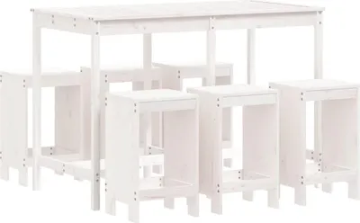Produktbild von vidaXL 7-tlg. Gartenbar-Set Weiß Massivholz Kiefer