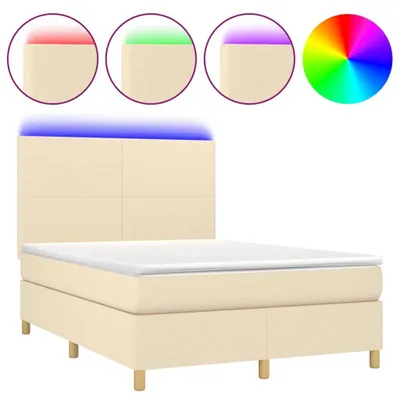 Produktbild von vidaXL Boxspringbett mit Matratze & LED Creme 140x200 cm Stoff