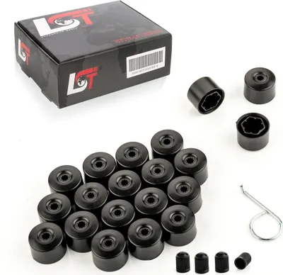 Produktbild von 20x Radschrauben Kappen 17mm schwarz matt für ALFA FIAT LANCIA SUBARU TOYOTA