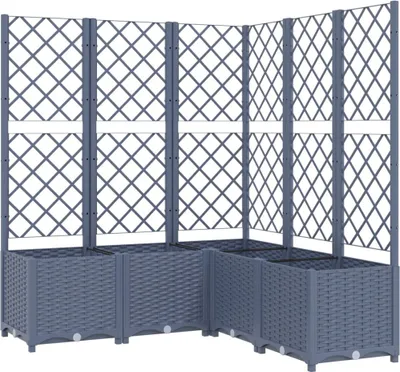 Produktbild von vidaXL Pflanzkübel mit Rankgitter Blaugrau 120x120x136 cm PP