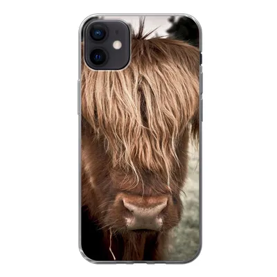 Produktbild von MuchoWow® Handyhülle Schutzhülle Hülle für iPhone 12 mini Schottischer Highlander - Baum - Gras Silikon Softcase Handy Hülle - Bild