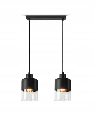 Zdjęcie produktu dla Lampa Sufitowa Wisząca Żyrandol Dual Glass 568-BZ2 LED E27 Black Edition