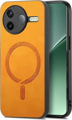 Immagine prodotto di Custodia MagSafe per Xiaomi Poco F7 Pro - Cover posteriore Phonesta Retro Vegan Leather - Arancione