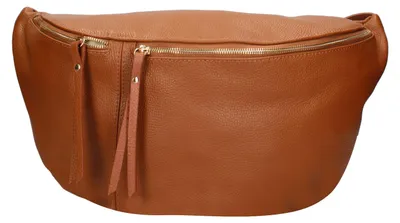 Produktbild von Gave Lux Bauchtasche Damen Dollarprägung Leder Weiß mit Reißverschluss und verstellbarem Riemen Bianco UNICA 47x28x2 cm