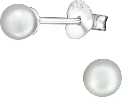 Produktbild von Ohrringe Ohrstecker 925 Sterling Silber mit synthetischer Perle 4mm in verschiedenen Farben Farbe - Grau