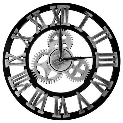 Immagine prodotto di Grande orologio da parete vintage con numeri romani - Argento, 58 cm