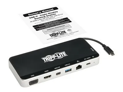 Zdjęcie produktu dla Tripp Lite U442-DOCK16-B, Przewodowa, USB 3.2 Gen 1 (3.1 Gen 1) Type-C, 60 W, 10,100,1000 Mbit/s, Szary, 5 Gbit/s