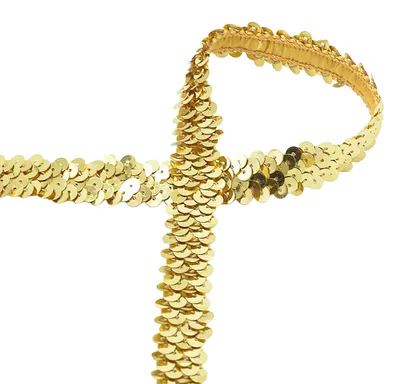 Paillettenband elastisch ab 1m Paillettenborte 20mm Meterware Pailletten 9 Farben gold