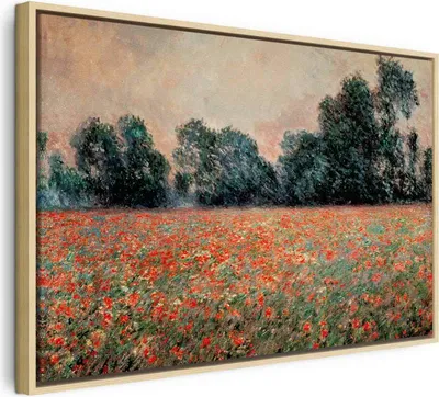 Produktbild von Italienischer Leinwand Leinwandbild - Field with wild Poppies (Claude Monet) 120x80 cm Reproduktionen l-F-15050-b-a