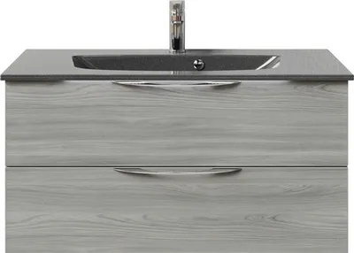Produktbild von Pelipal Badmöbel-Set Sunline 300 BxHxT 97 x 49,9 x 48 cm Frontfarbe grau Badmöbel-Set mit Waschtisch Mineralmarmor grau-