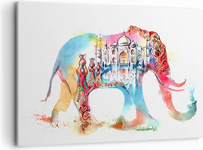 Produktbild von Bild auf Leinwand - Leinwandbild - Elefant Indien ethnisch Kultur - 100x70cm - Wand Bild - Wanddeko - Leinwanddruck - Bilder - Kunstdruck - Wanddekoration - Leinwand bilder - Wandkunst - AA100x70-3037