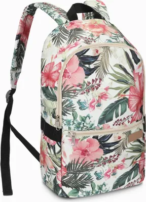 Produktbild von Zagatto ZG696 Weiss Damen Rucksack mit Blumenmuster 43x26x16 17L Geräumig A4 Reiserucksack Schulrucksack Handgepäck