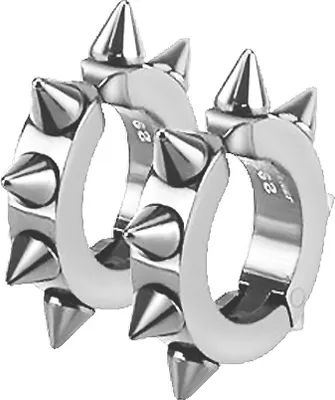 Produktbild von Creolen Clip Ohrringe Edelstahl Spikes Stacheln Herren Damen Gothic Punk silber