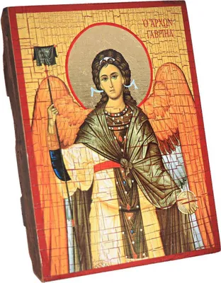 Imagen del producto de Arcángel Gabriel, icono de madera cristiana, sellado, 16x12,5 cm, hecho a mano, modelo 37037