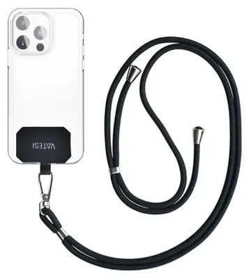 Productafbeelding van Telefoonkoord Universeel - Telefoonketting - Telefoonkoord Verstelbaar - 150 CM - Zwart