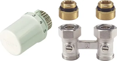 Imagen del producto de Kit para radiadores de suelo: Thera-6 T3019 (cabezal) + Verafix VK V2496 (válvula), recto, 1/2 pulgada V2496DY015