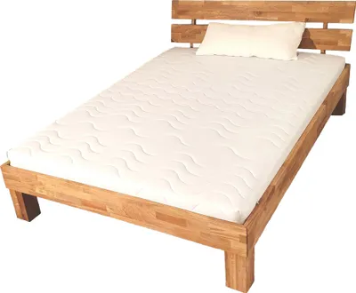 Produktbild von VAJA Massivholzbett Komforthöhe Udo Eiche massiv mit Kopfteil 140x200