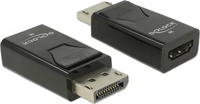 Produktbild von Delock Videoadapter - DisplayPort männlich zu HDMI weiblich - Schwarz - passiver Konverter, unterstützt 4K 30 Hz (3840 x 2160)