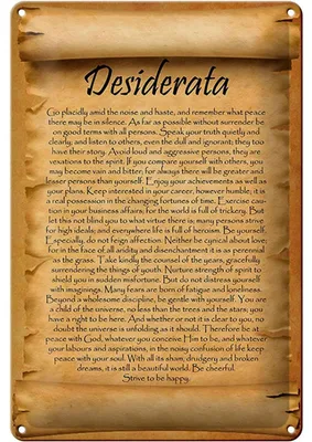 Produktbild von Blechschild Spruch 20x30cm Desiderata Gedicht Englisch