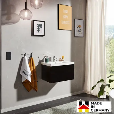 Produktbild von HOME DELUXE - Badmöbel-Set - WANGEROOGE schwarz - Small - inkl. Waschbecken und komplettem Zubehör - Breite Waschbecken: ca. 60 cm I Badezimmermöbel Waschtisch Badmöbelset