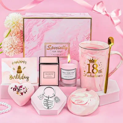 Immagine prodotto di Set regalo per ragazze, 18 anni: tazze da caffè in porcellana e candele profumate