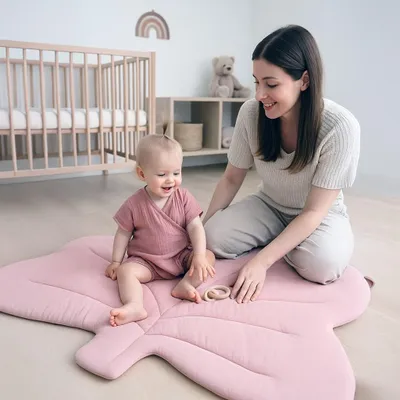 Obrázek produktu pro Mušelínová hrací deka New Baby Maple Leaf pink