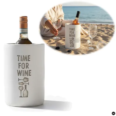 Produktbild von Beton Weinkühler 21x13 cm Shabby Grau Spruch Time for Wein Flaschenkühler Sektkühler