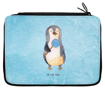 Produktbild von Mr. & Mrs. Panda Stiftetasche Pinguin Lolli - Eisblau - Geschenk, Federmäppchen, Naschen, Etui, Pinguine, Mäppchen, Bleistiftetui, Süßigkeiten, Heißhunger, Spruch, Süß
