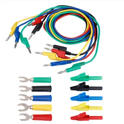Image de jeu de cordons de mesure à fiche banane de 4 mm pour multimètre avec pince crocodile et pointe de mesure en forme de U (P1036A)