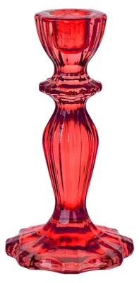 Roter Glaskerzenhalter, 16 cm, für Stumpenkerzen Ø 2 cm