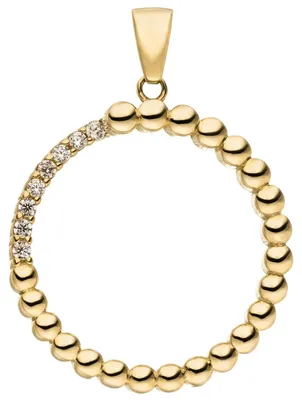 Produktbild von Anhänger Kreis Ø 21,4mm aus 333 Gold Gelbgold mit 8 Zirkonia Goldanhänger