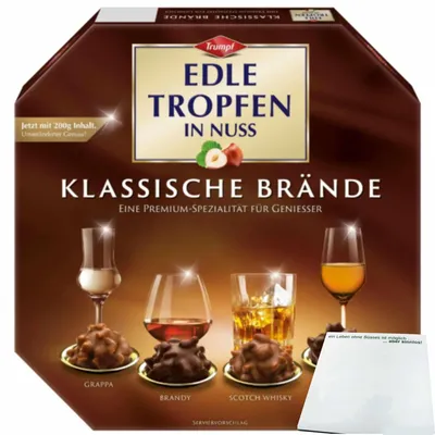 Produktbild von Trumpf Edle Tropfen Nuss Klassische Brände (200g Packung) + usy Block